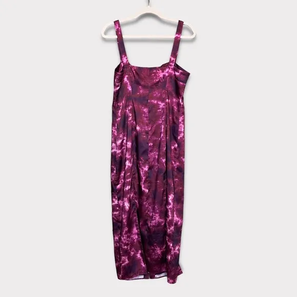 CINQ A SEPT Tie Dye Alexa Dress Size 6 Slip Dress Purple Long Maxi Satin