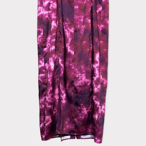 CINQ A SEPT Tie Dye Alexa Dress Size 6 Slip Dress Purple Long Maxi Satin