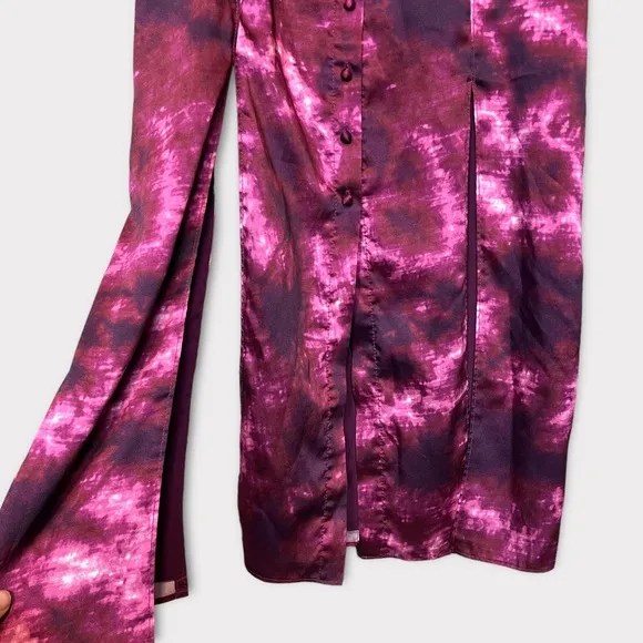 CINQ A SEPT Tie Dye Alexa Dress Size 6 Slip Dress Purple Long Maxi Satin