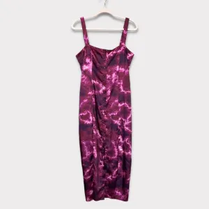 CINQ A SEPT Tie Dye Alexa Dress Size 6 Slip Dress Purple Long Maxi Satin