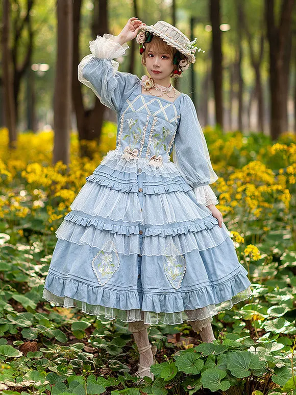 Classical Lolita Dress Cotton Embroidered Sleeveless Lolita Dresses Burgundy