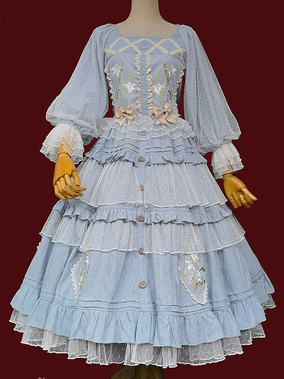 Classical Lolita Dress Cotton Embroidered Sleeveless Lolita Dresses Burgundy