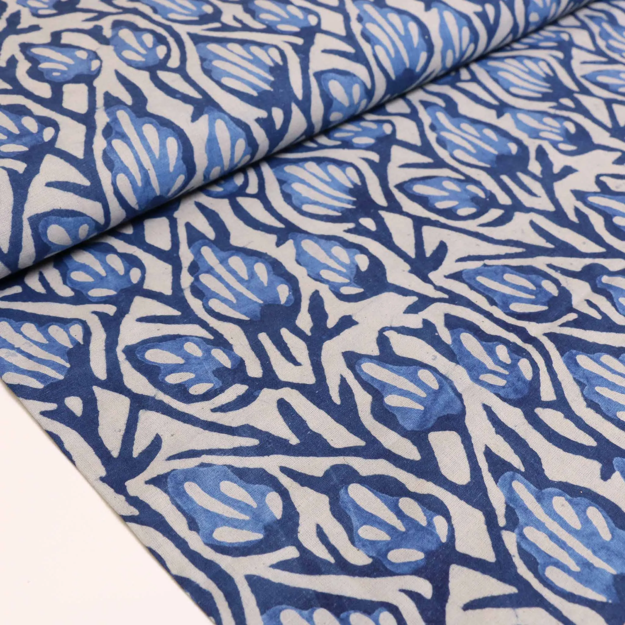 Cotton Voile - Indigo Hand block print