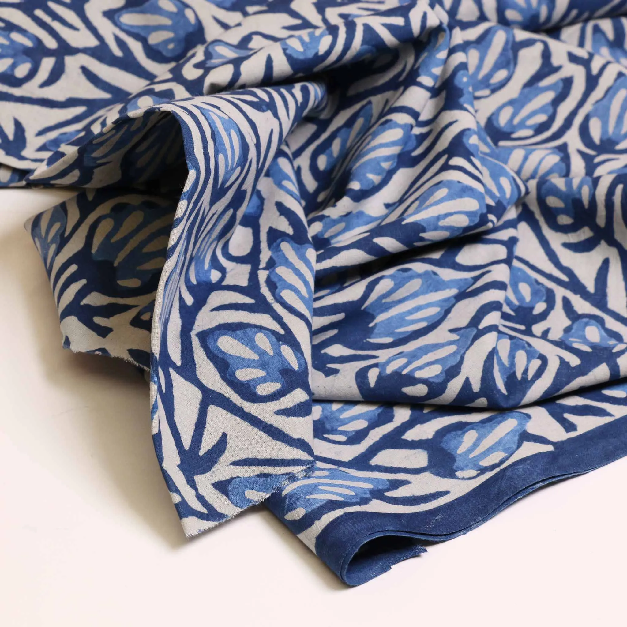 Cotton Voile - Indigo Hand block print