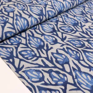 Cotton Voile - Indigo Hand block print
