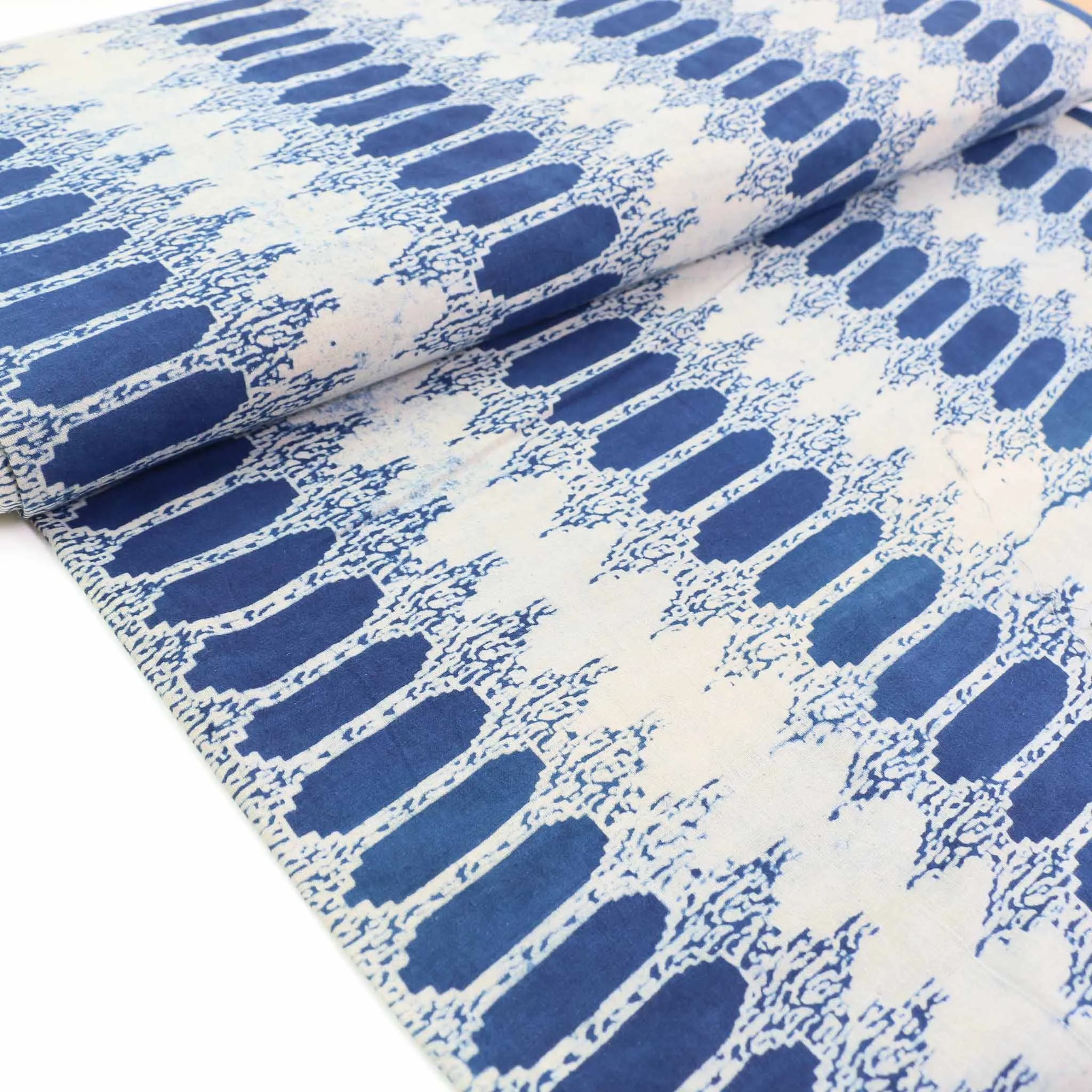 Cotton Voile - Indigo Hand block print