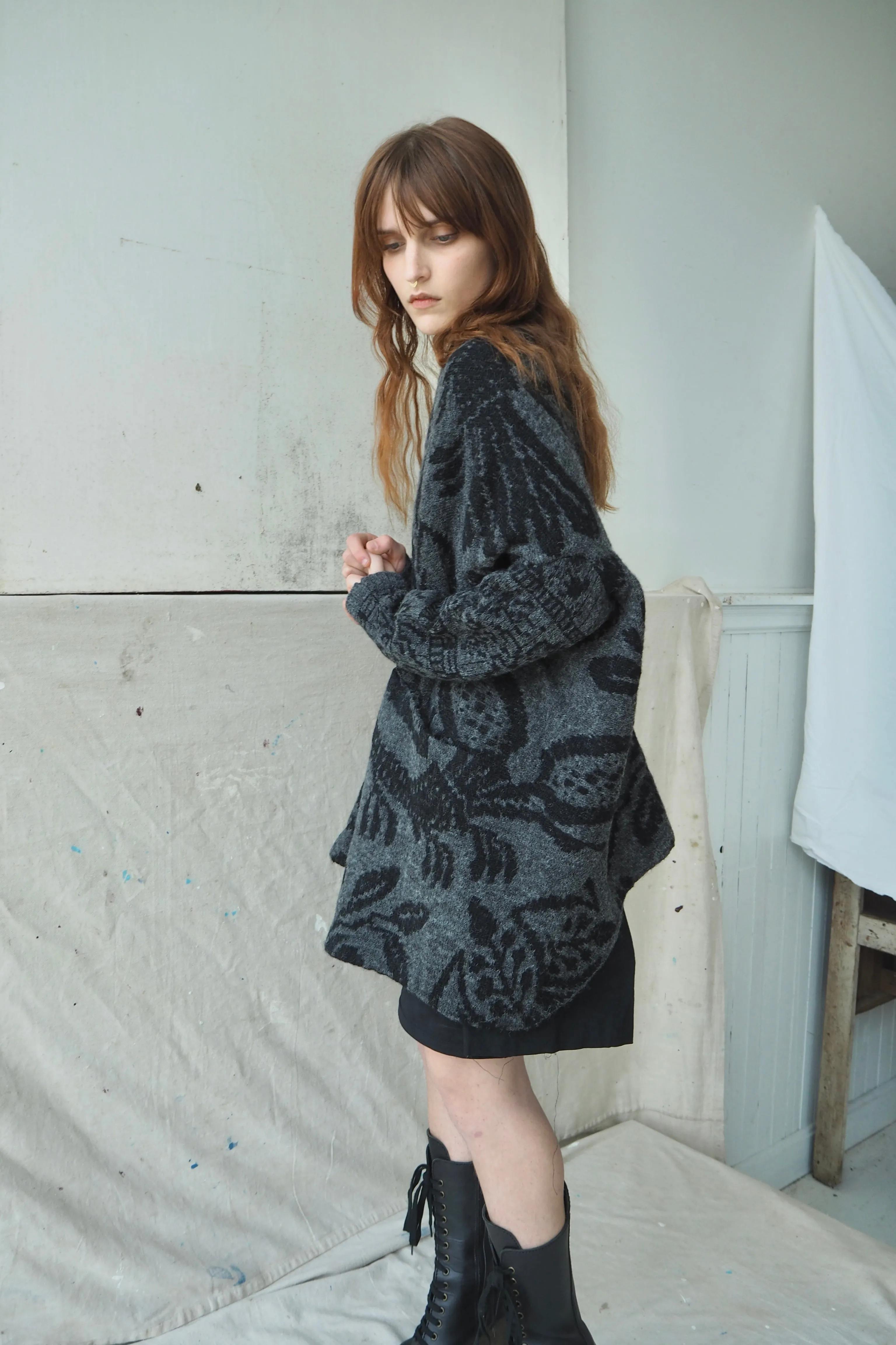 coverlet cocoon cardigan in grey