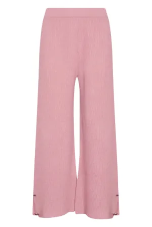 Cropped Pants with Button Detail in Blush