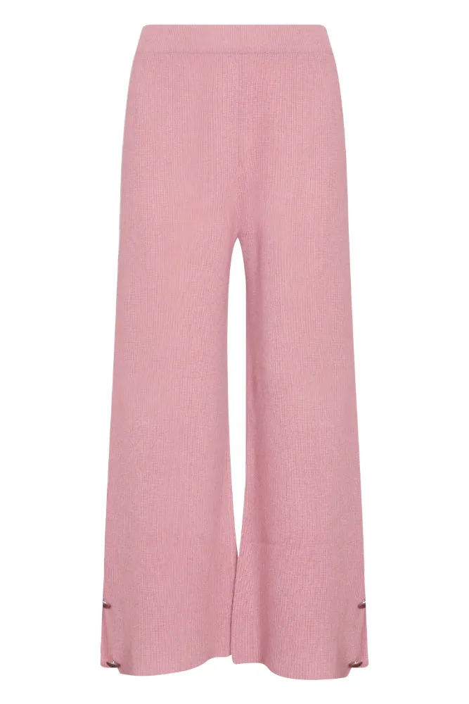Cropped Pants with Button Detail in Blush