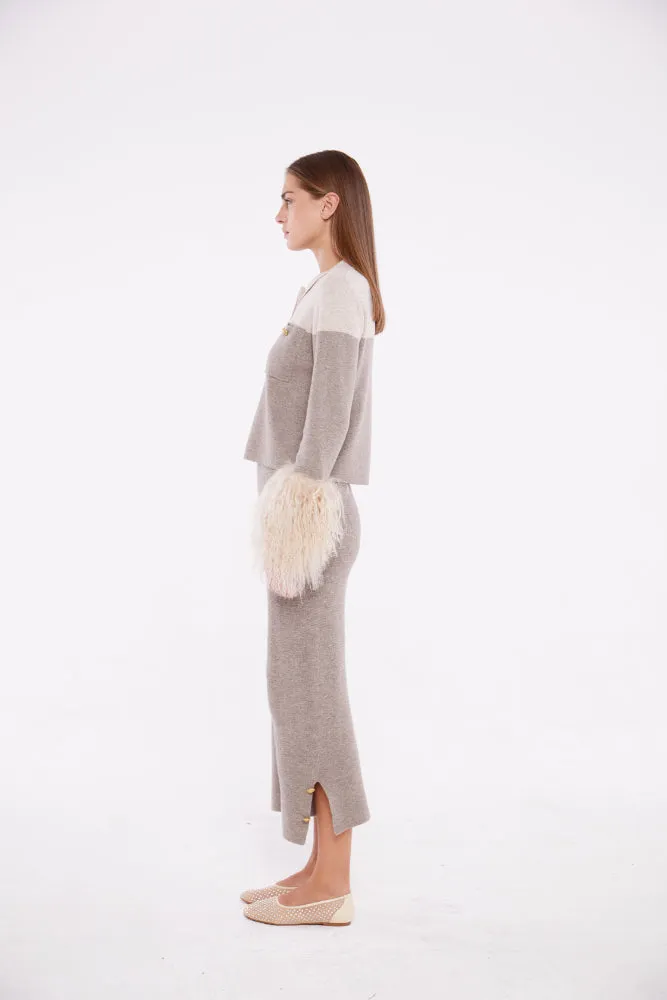 Cropped Pants With Button Detail in Rice Flower