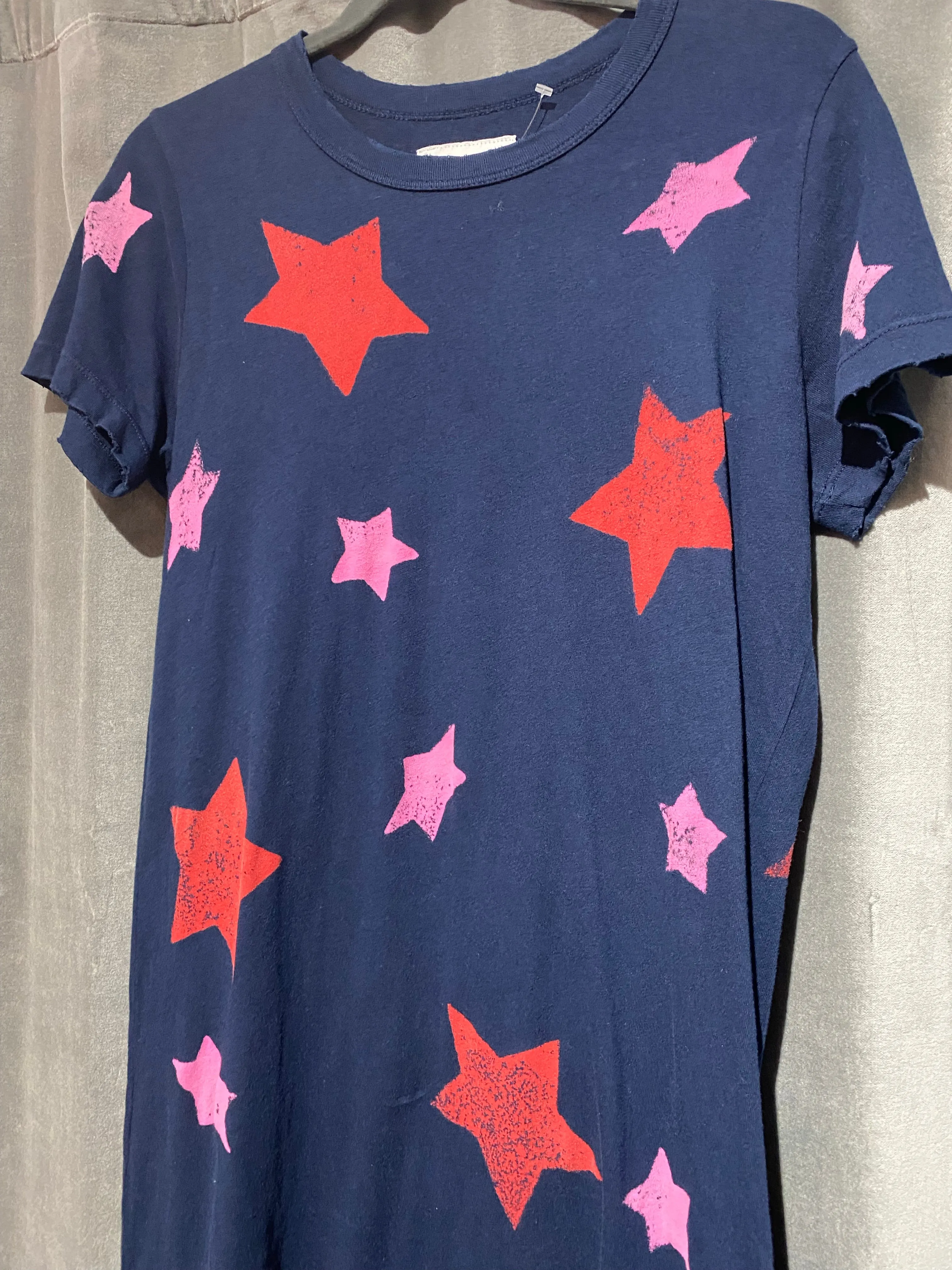 Current Elliot Navy Short Sleeve Star Cotton Mini Dress