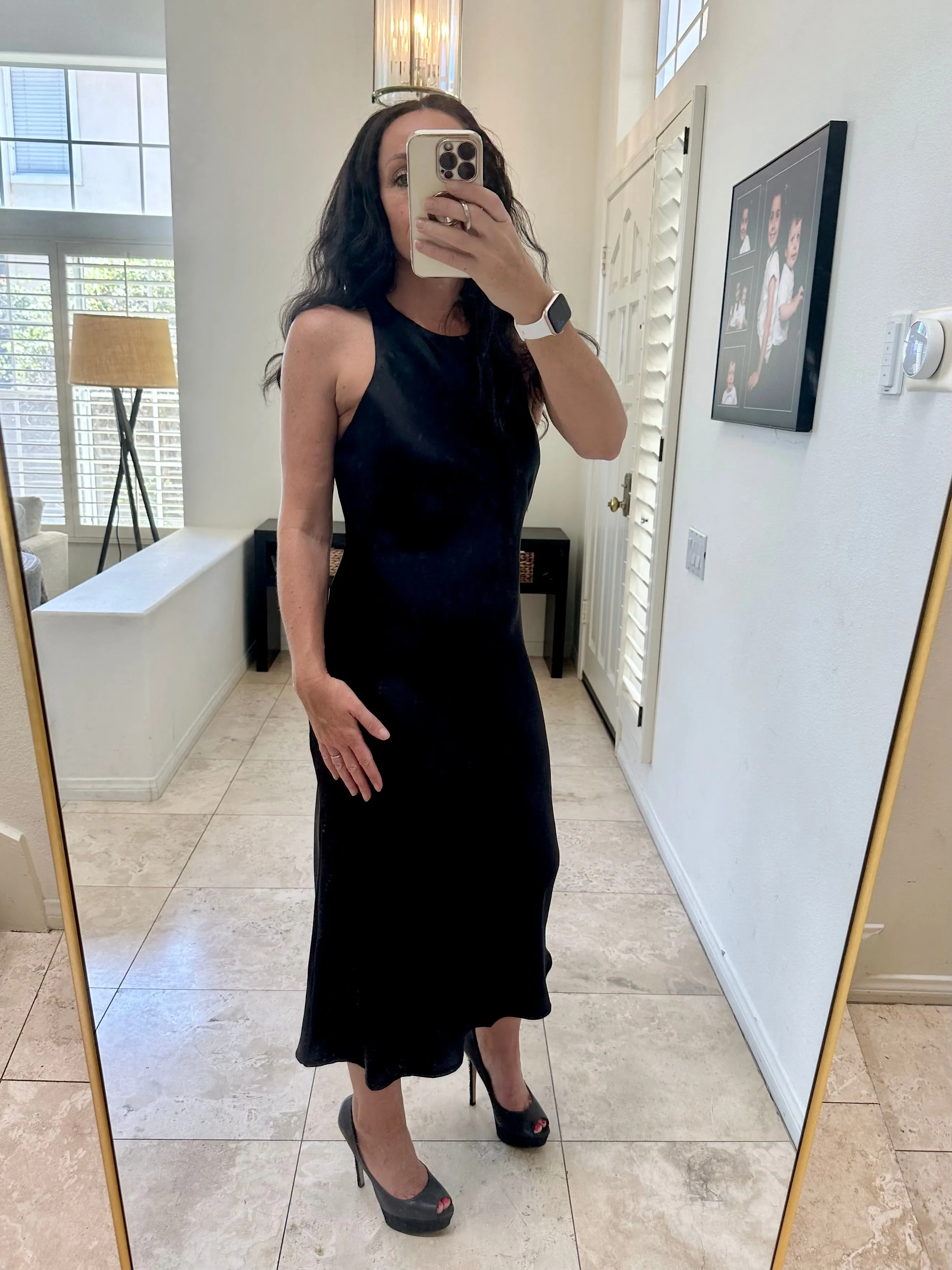 D156 HIGH NECK SATIN DRESS