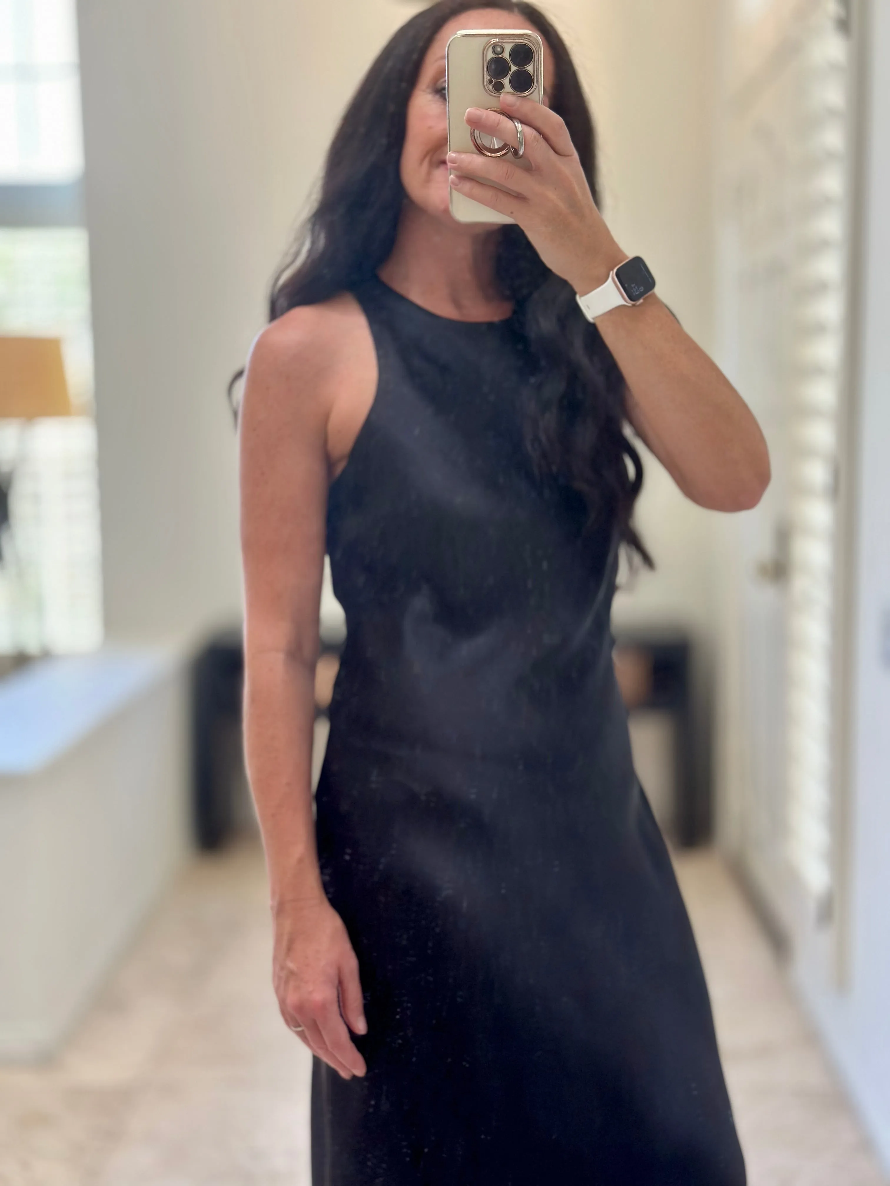 D156 HIGH NECK SATIN DRESS
