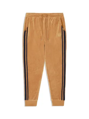 Damarindo Velour Track Pant- Almond/ Maritime Blue
