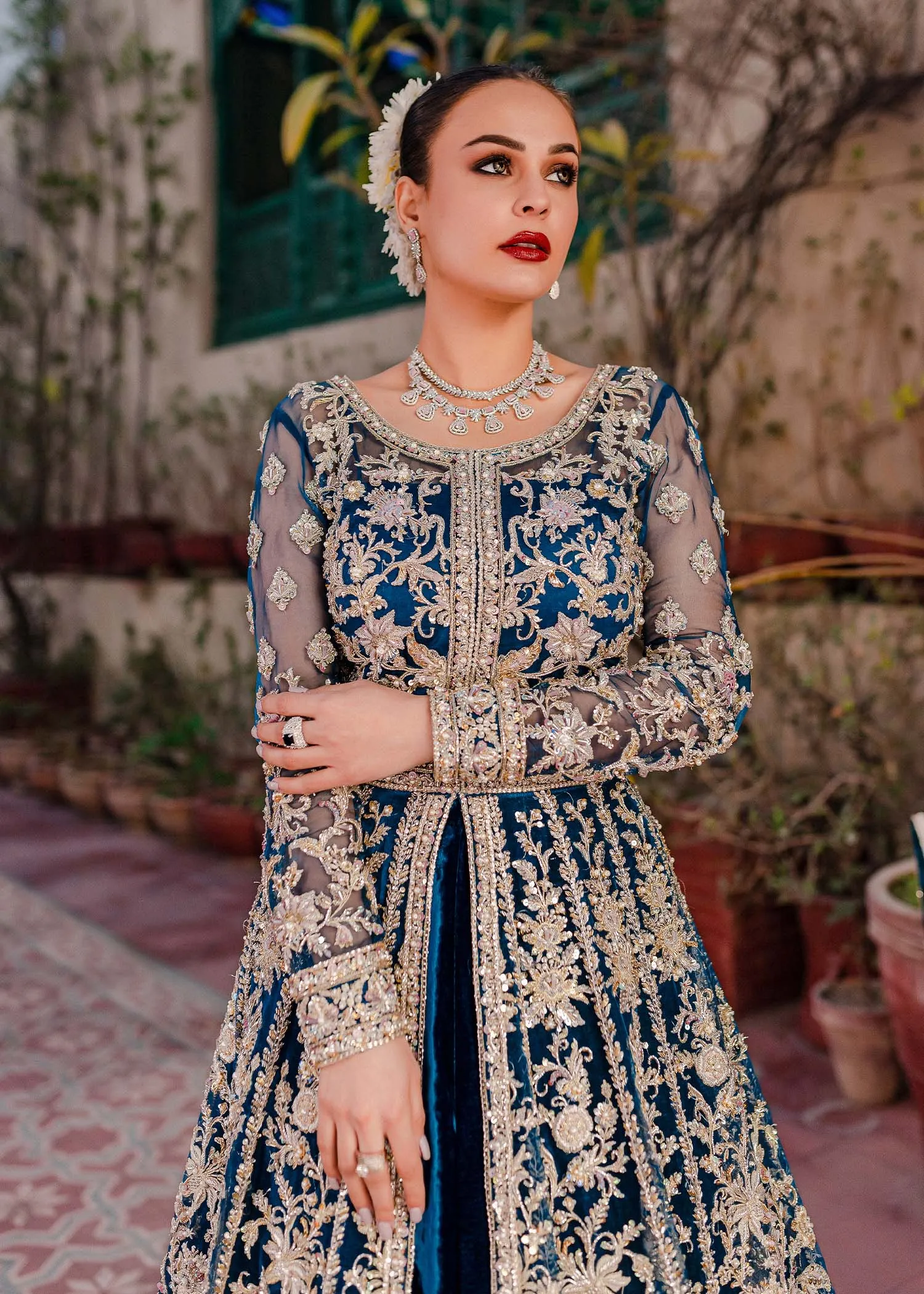 Dark Blue Sharara Kameez for Pakistani Wedding Dresses