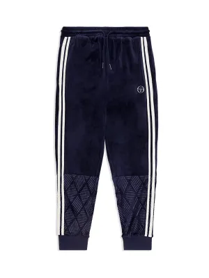 Debossed Damarindo Velour Track Pant- Maritime Blue