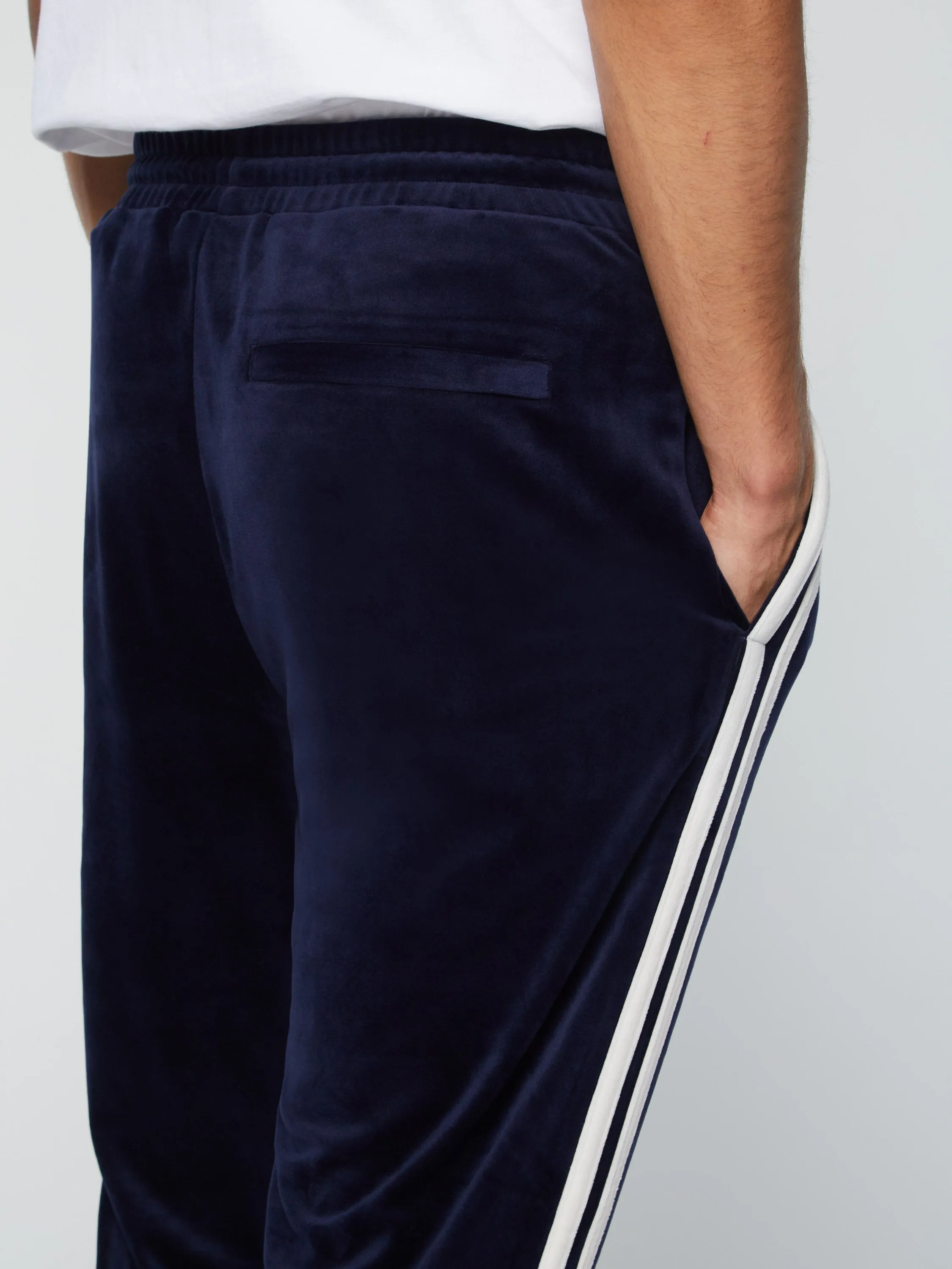 Debossed Damarindo Velour Track Pant- Maritime Blue