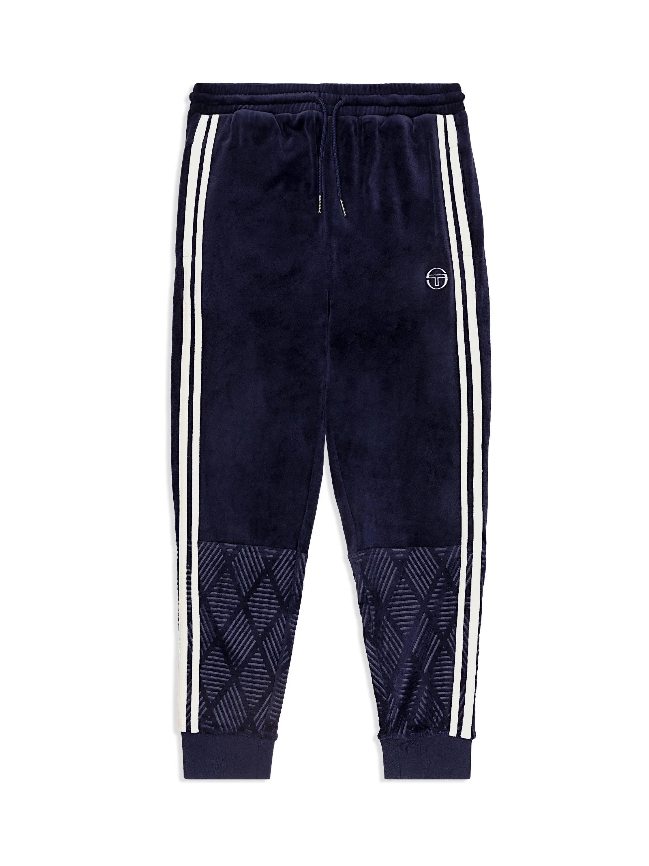 Debossed Damarindo Velour Track Pant- Maritime Blue