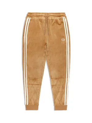 Debossed Damarindo Velour Track Pant- Meerkat