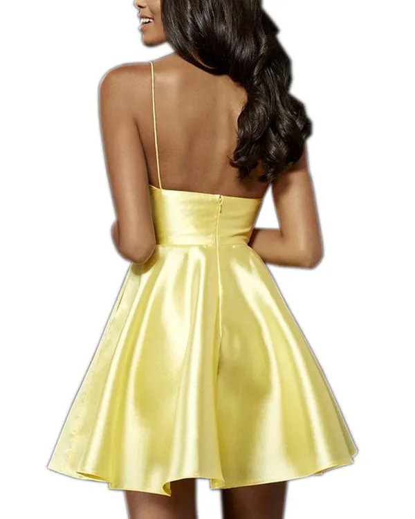 Delicate 2018 Satin Homecoming Dresses V-Neck Short Homecoming Dresses Sexy Party Gowns