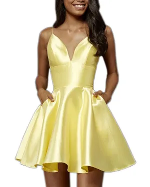 Delicate 2018 Satin Homecoming Dresses V-Neck Short Homecoming Dresses Sexy Party Gowns