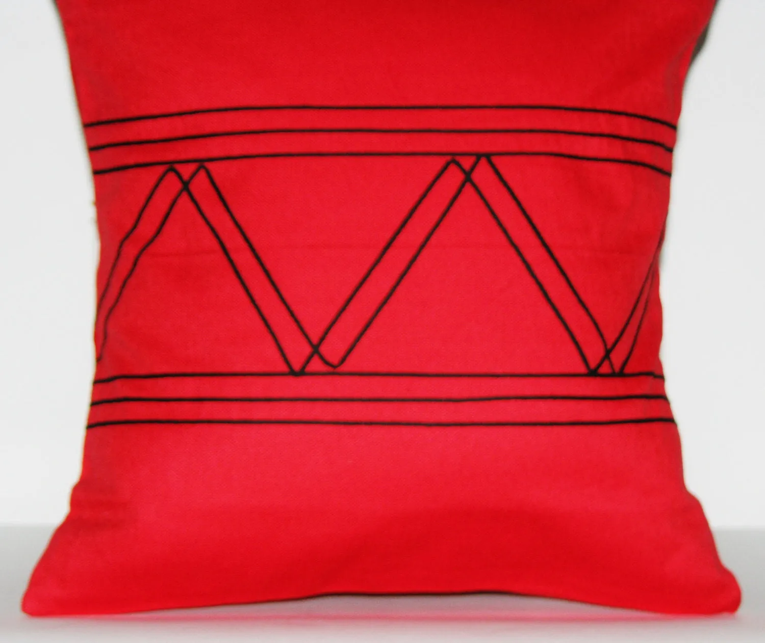 Designer African Xhosa Tribal Pillow Red Black Applique South Africa