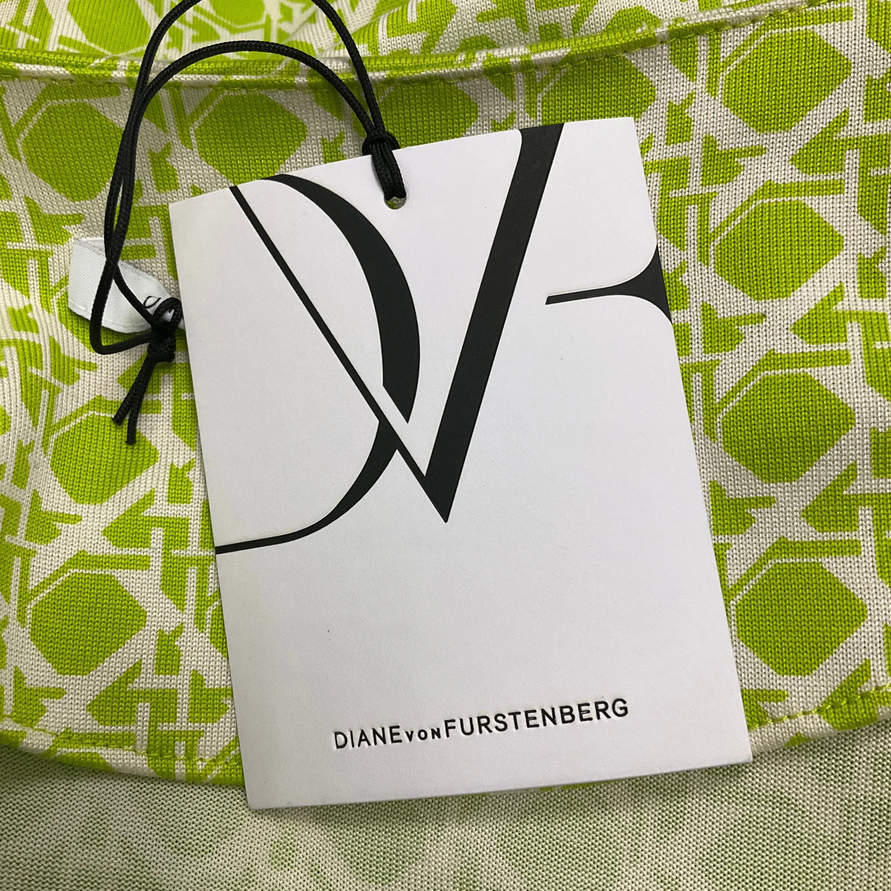 Diane von Furstenberg Lime / White New Reina Dress