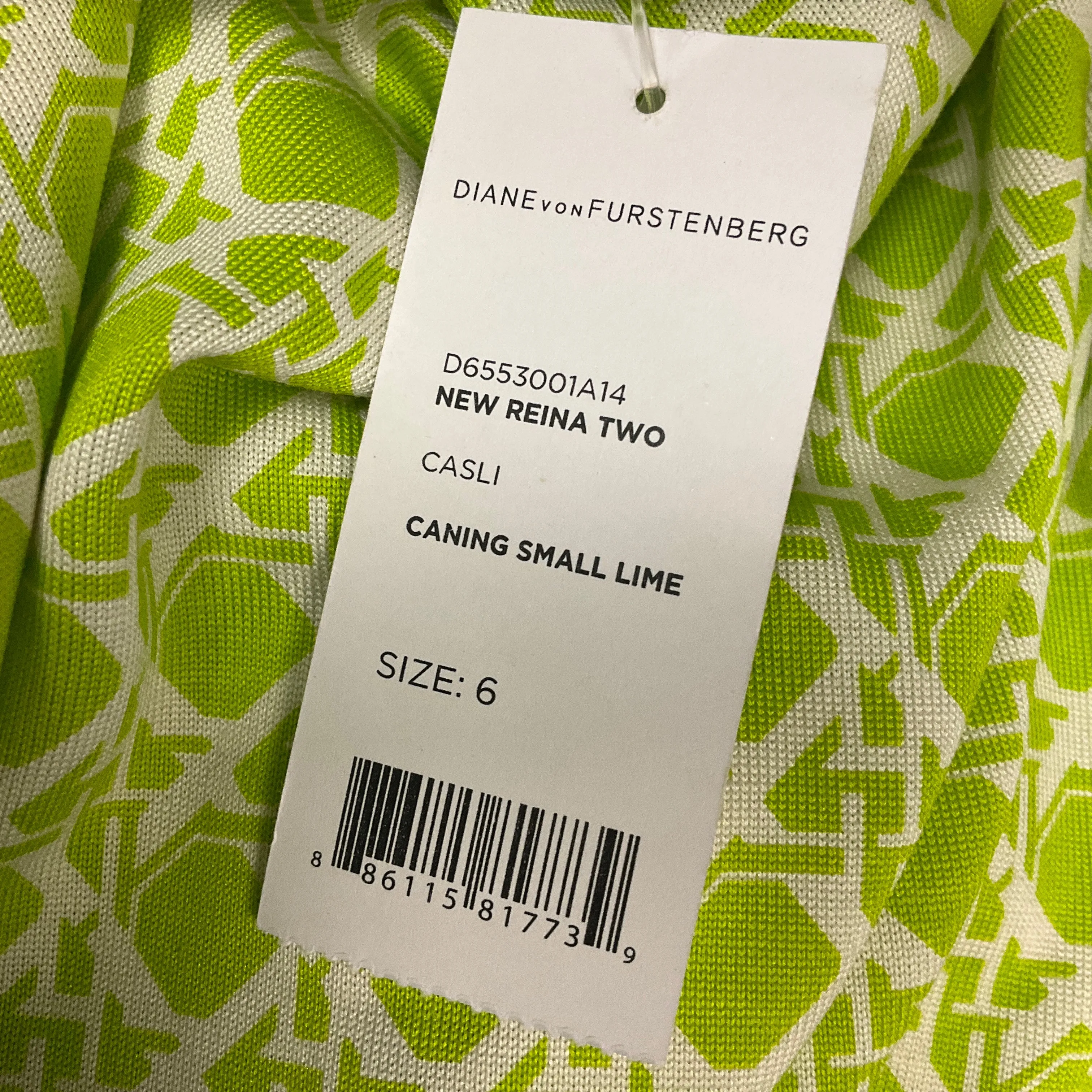 Diane von Furstenberg Lime / White New Reina Dress
