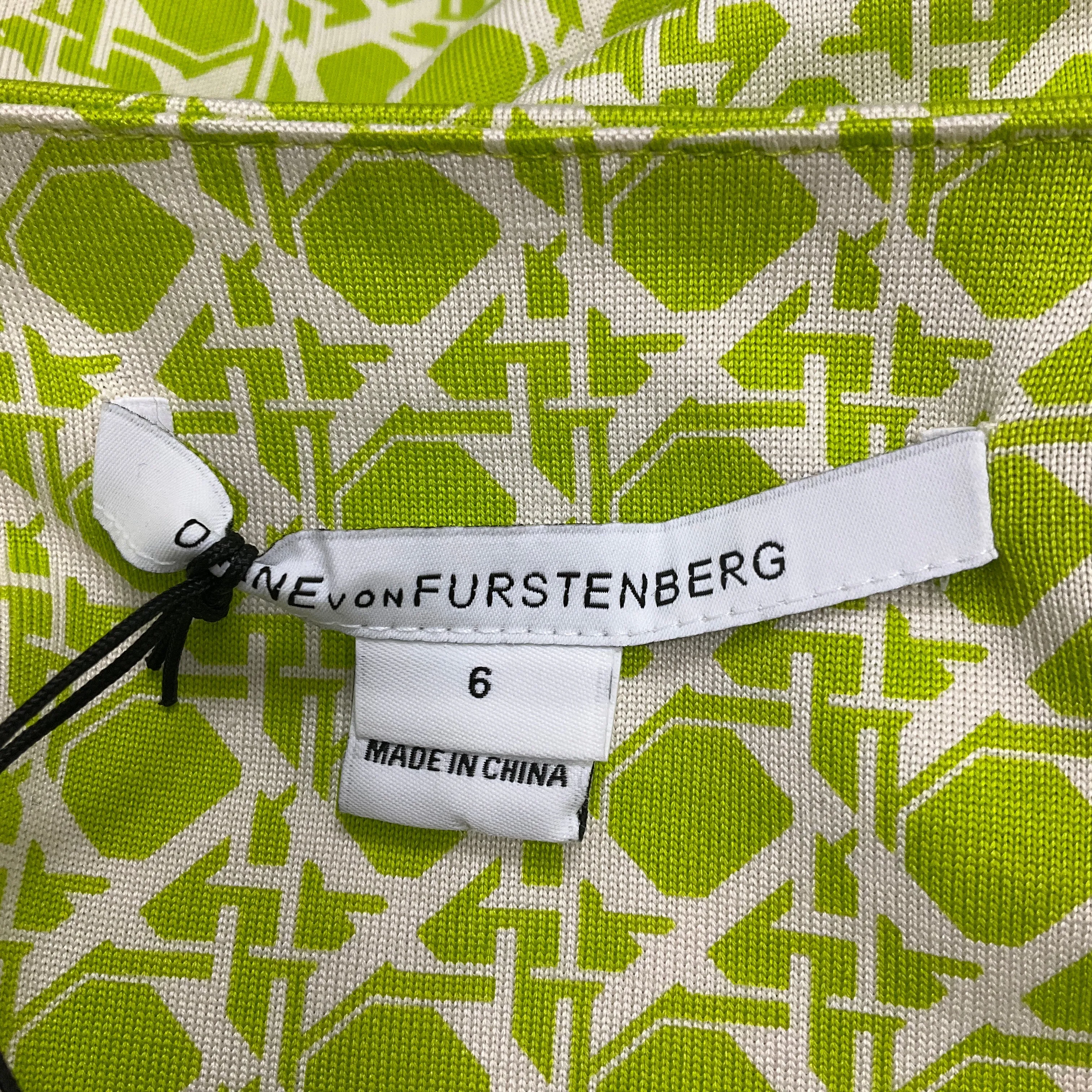 Diane von Furstenberg Lime / White New Reina Dress