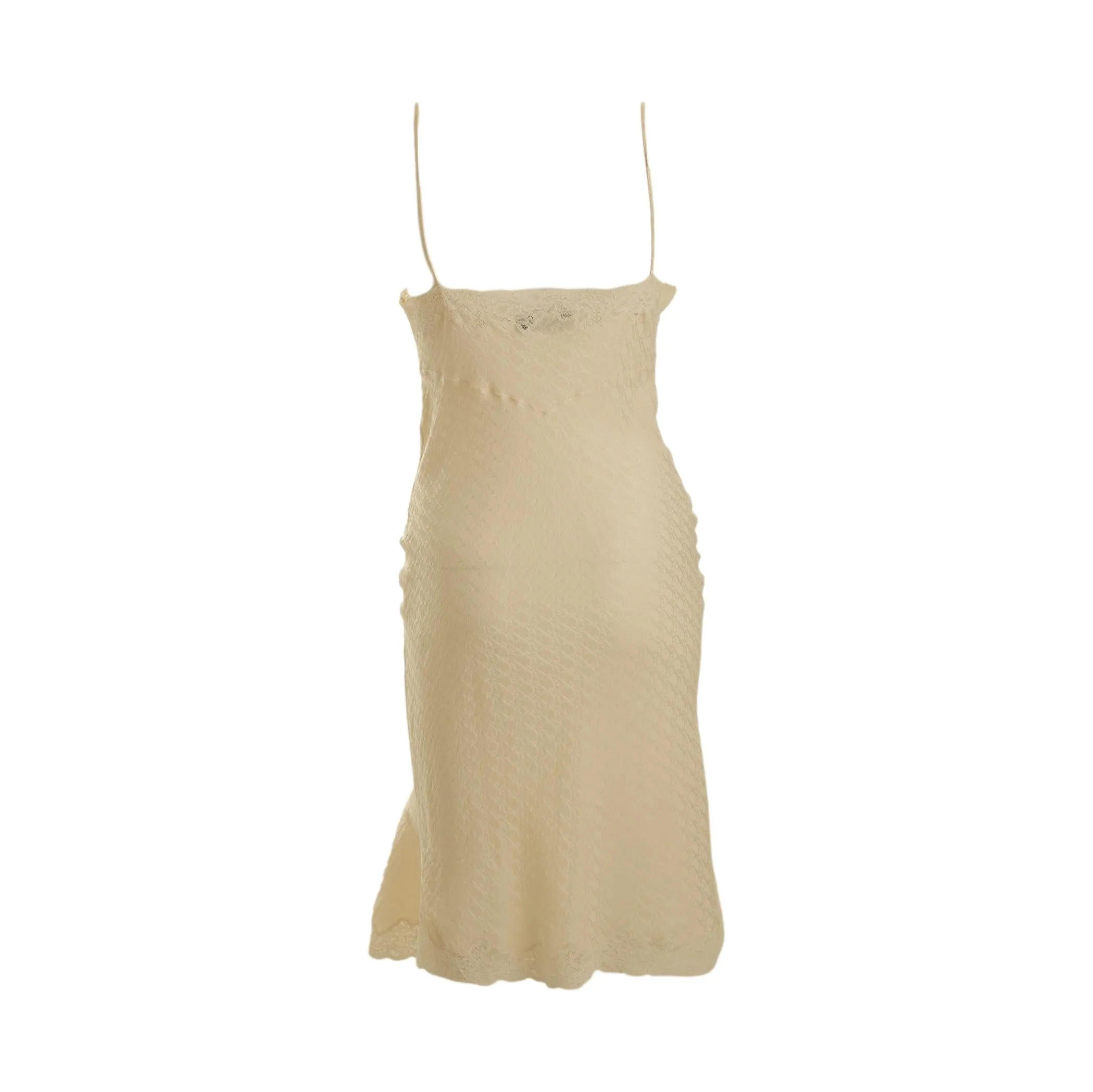 Dior White Silk Logo Slip Dress
