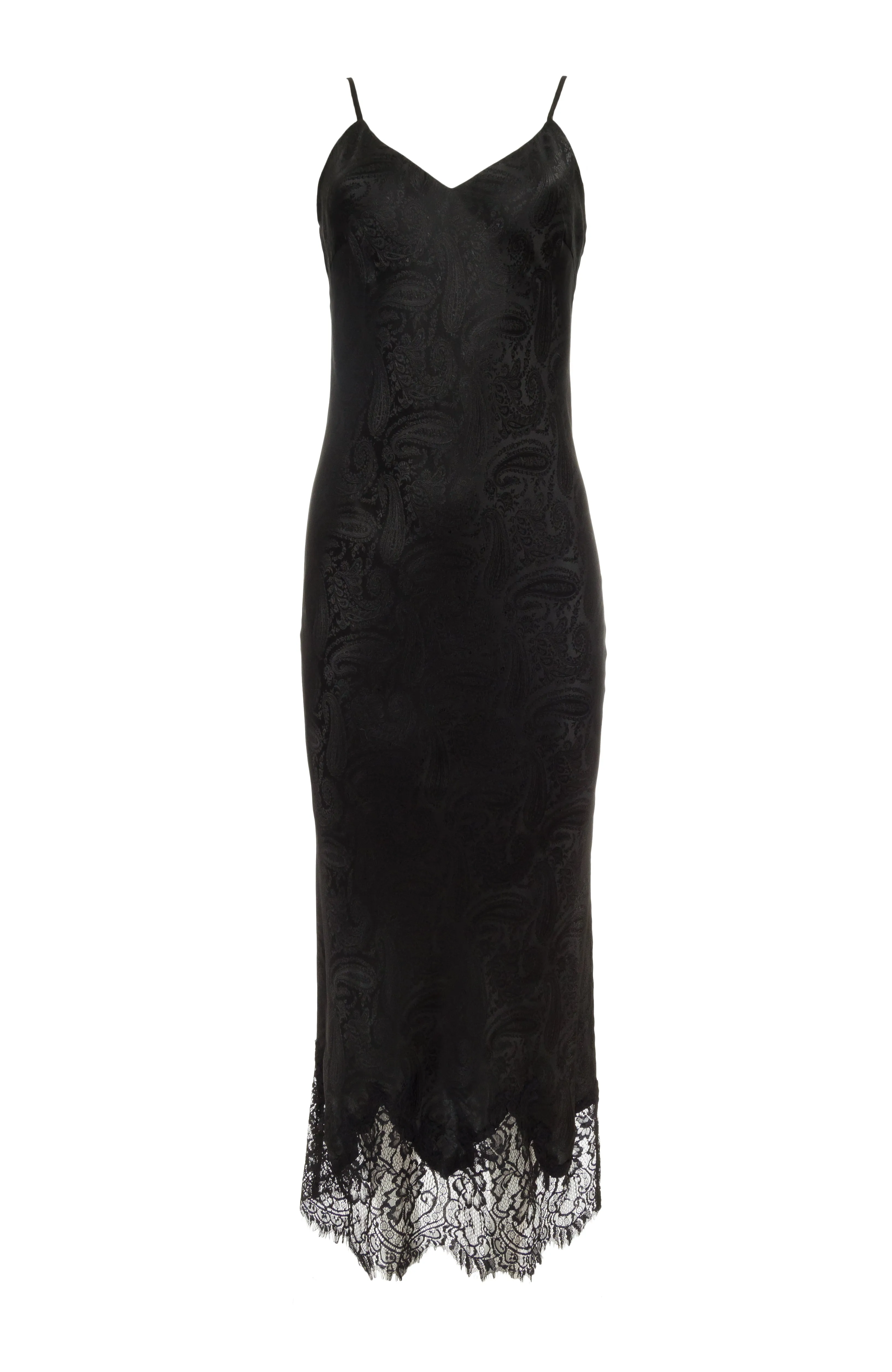 Emma Silk Jacquard Slip Dress Black