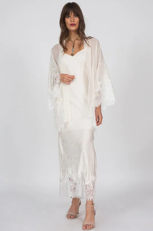 Emma Silk Jacquard Slip Dress Dove