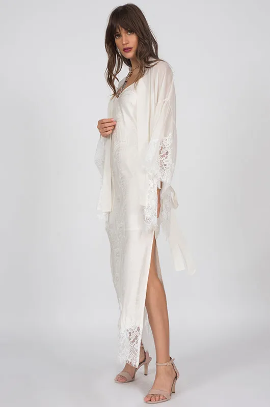 Emma Silk Jacquard Slip Dress Dove