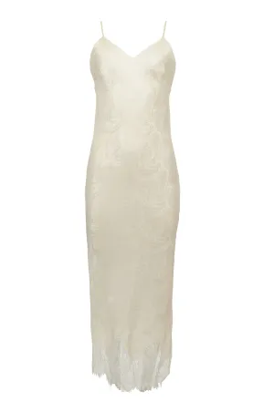 Emma Silk Jacquard Slip Dress Dove