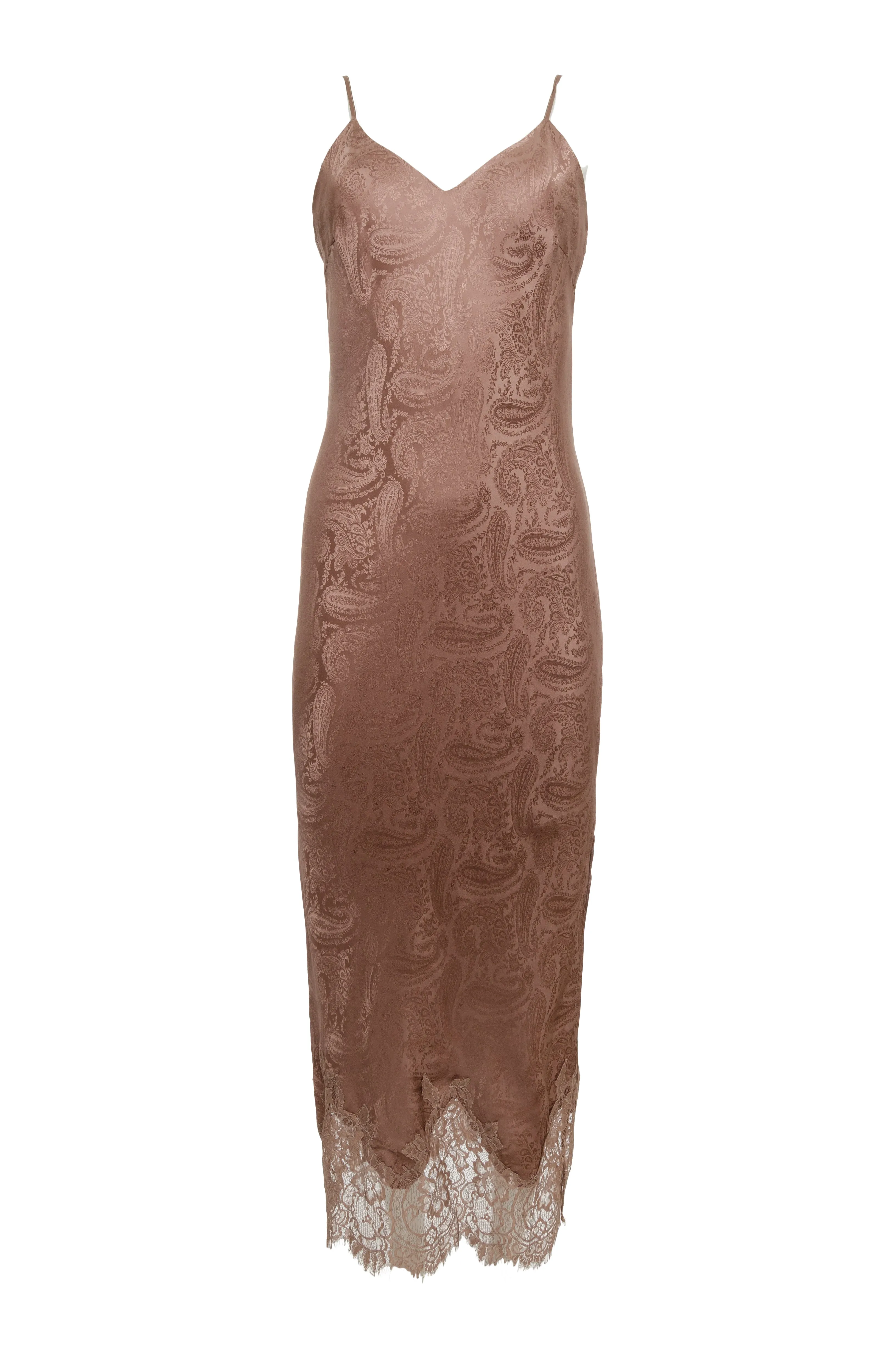 Emma Silk Jacquard Slip Dress Rose Taupe