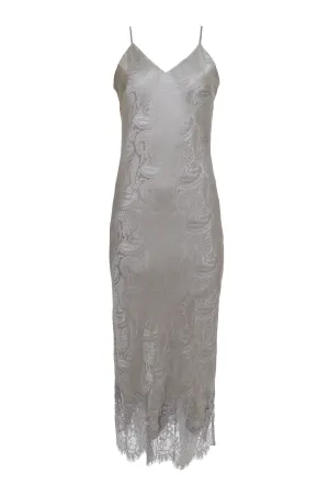Emma Silk Jacquard Slip Dress Steeple Grey