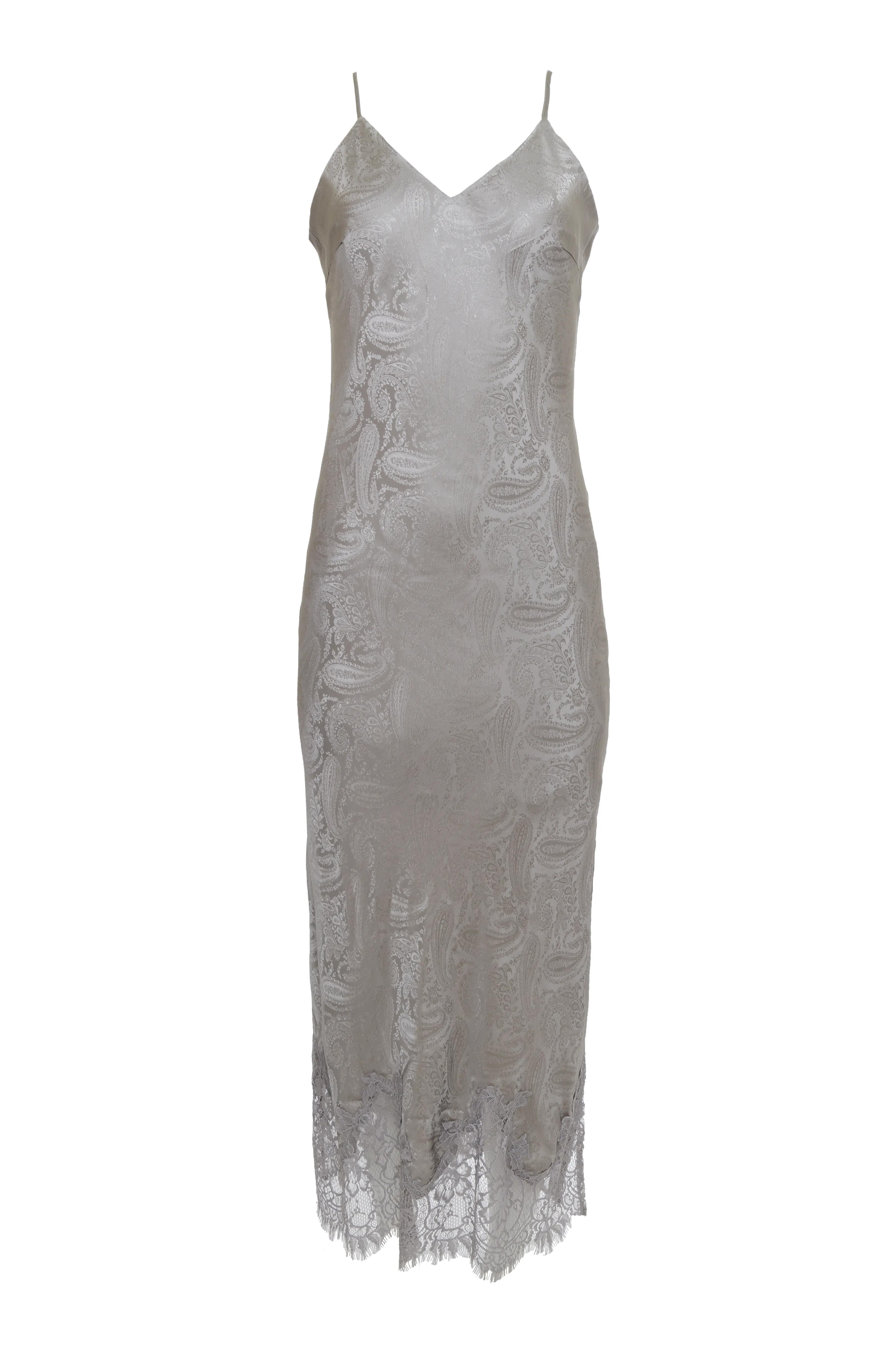 Emma Silk Jacquard Slip Dress Steeple Grey