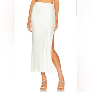 ENZA COSTA Satin Bias Slip Skirt Womens XS White Undyed Midi Pull on Ivory