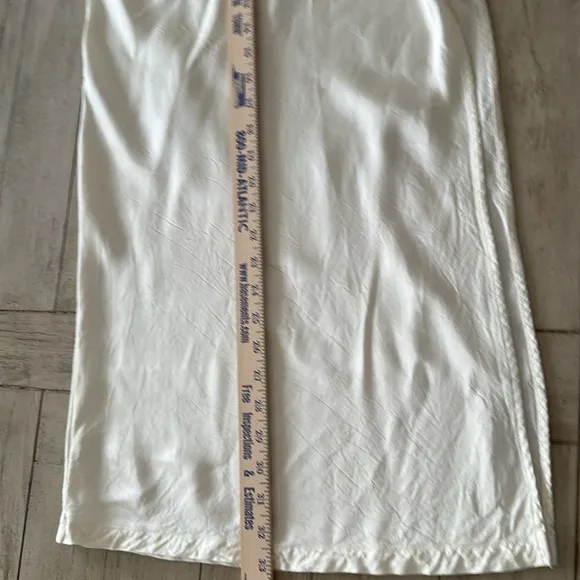 ENZA COSTA Satin Bias Slip Skirt Womens XS White Undyed Midi Pull on Ivory