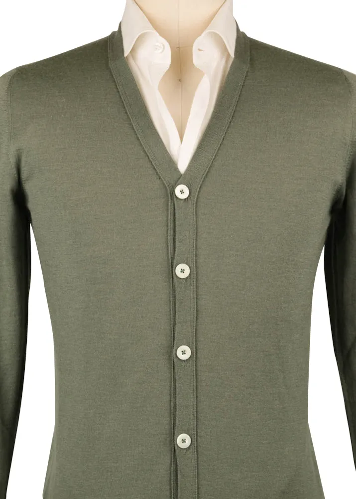 Fiori Di Lusso Light Green V-Neck Cardigan