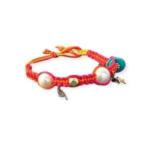 FIRE TROPICAL SUNRISE PEARL TURQUOISE LUCKY CHARM SILK ROCKER ANKLET