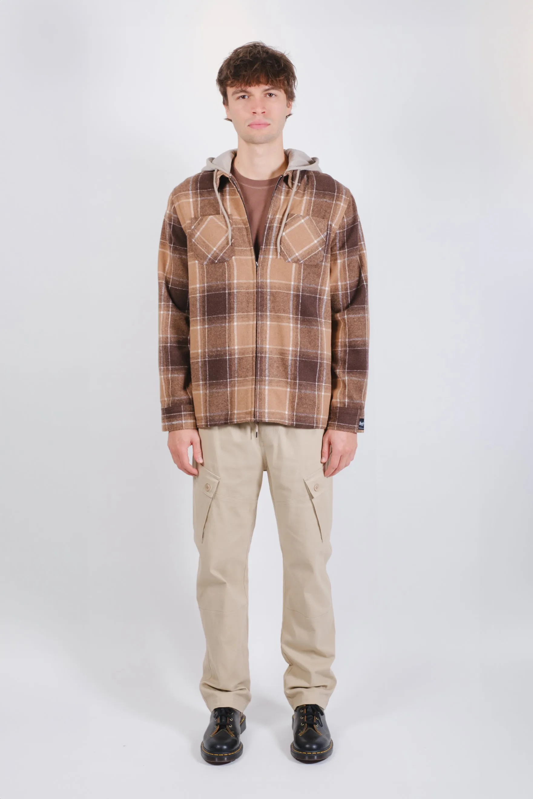 Flannel Hooded Zip Shacket