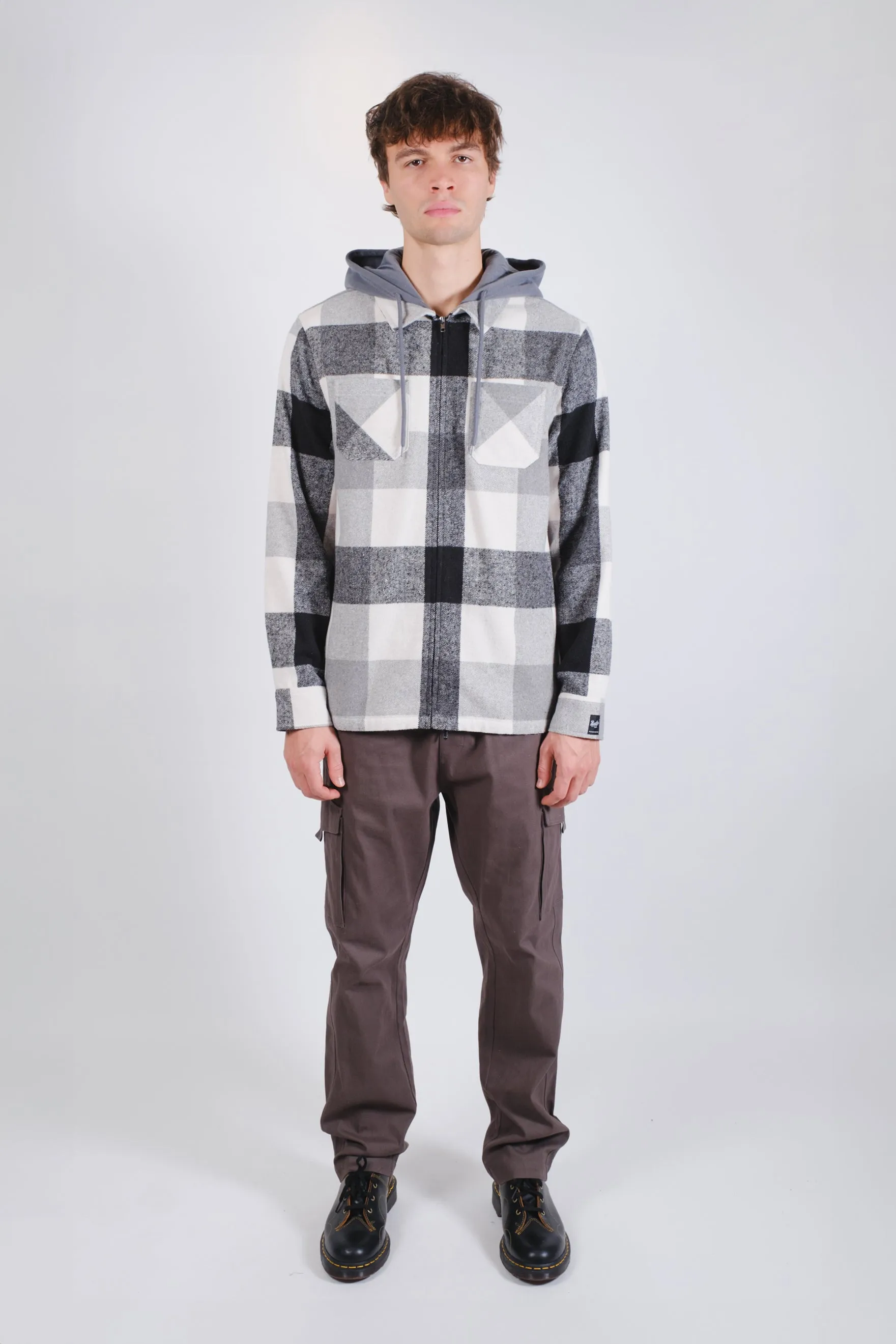 Flannel Hooded Zip Shacket