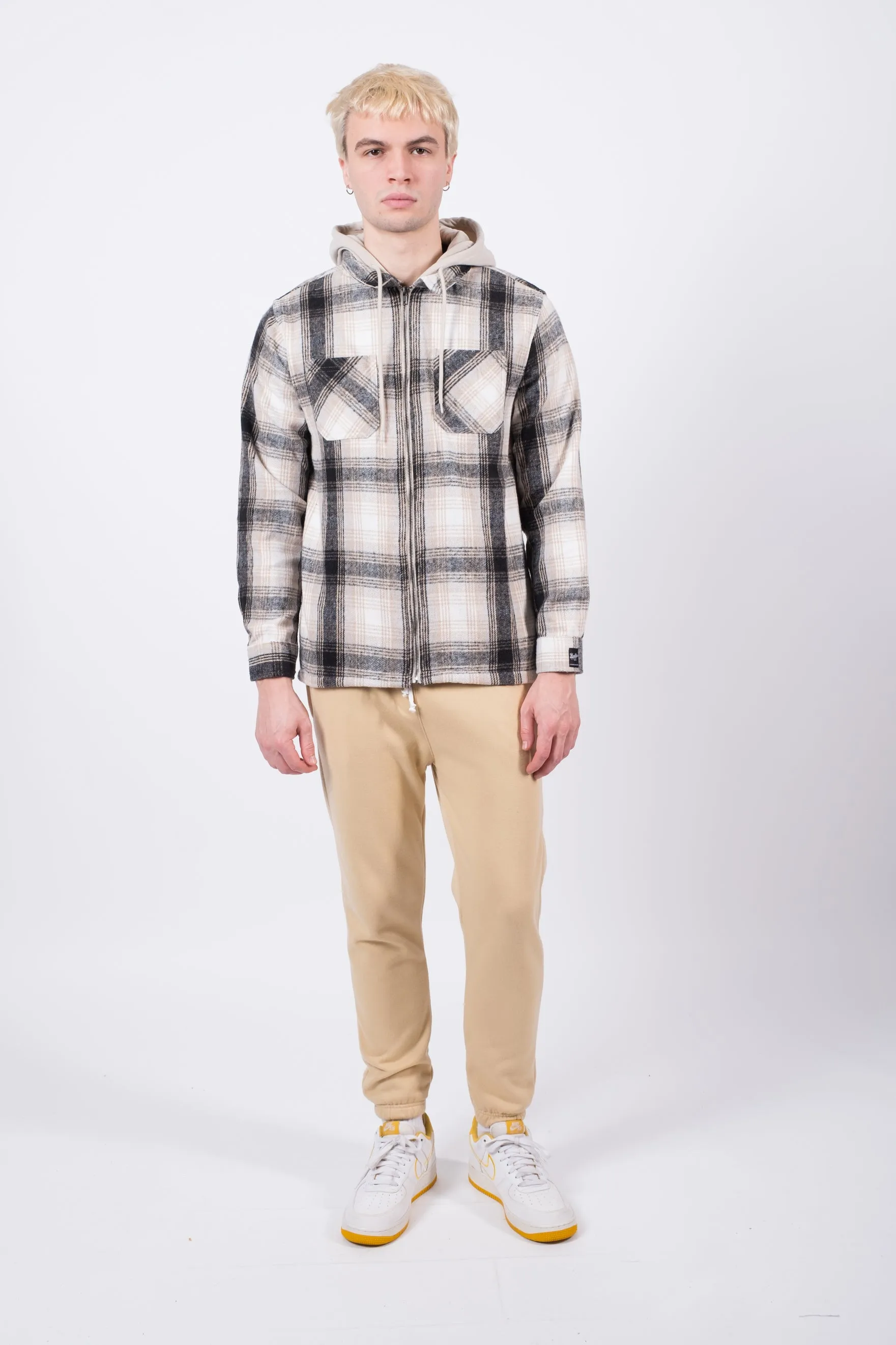 Flannel Hooded Zip Shacket