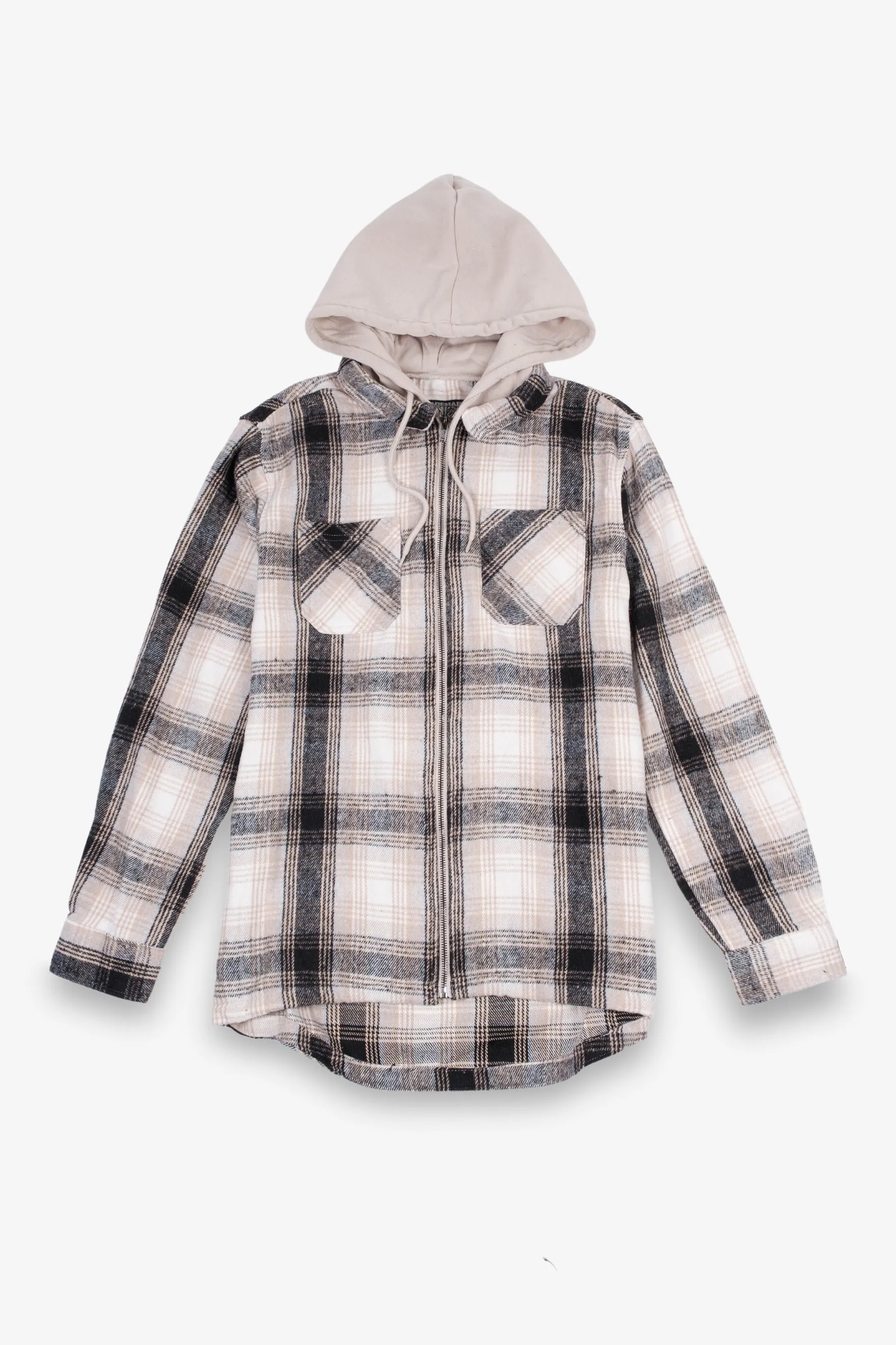 Flannel Hooded Zip Shacket