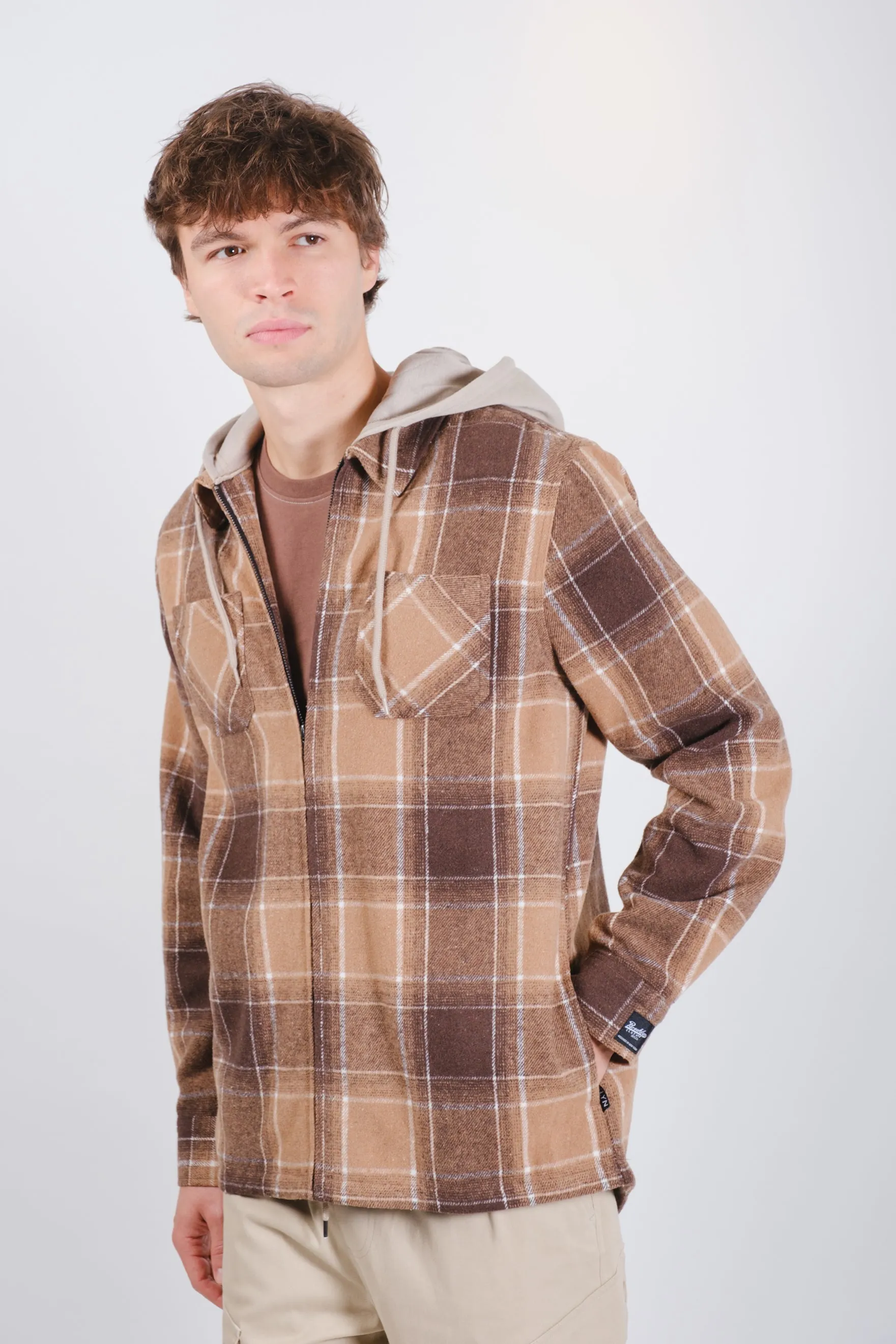 Flannel Hooded Zip Shacket