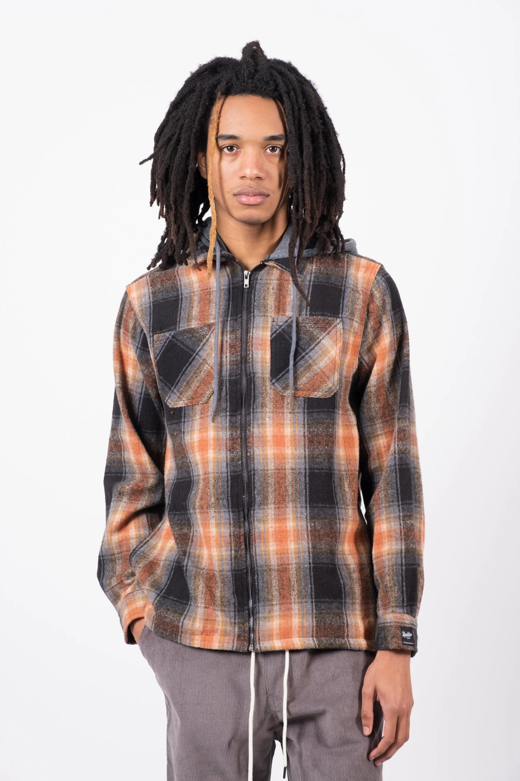 Flannel Hooded Zip Shacket