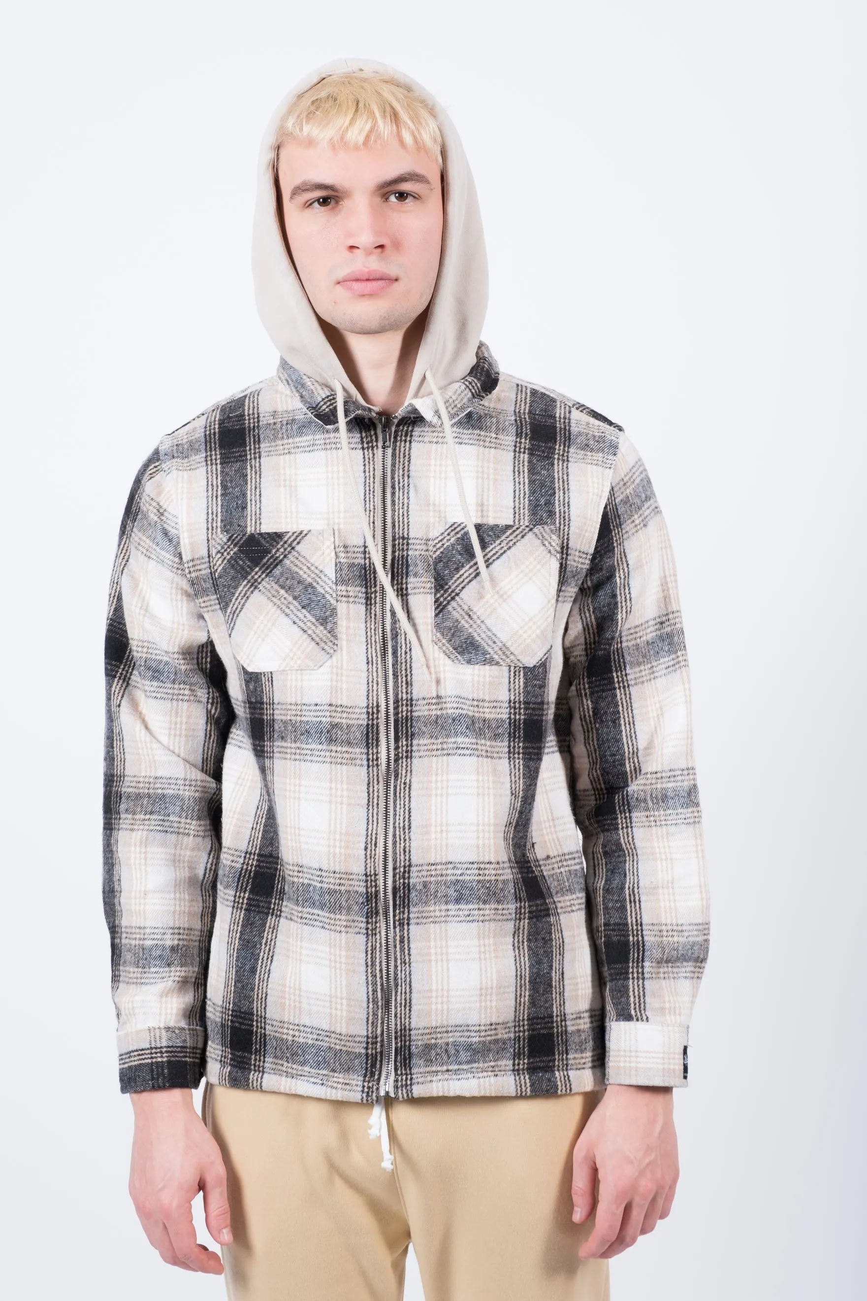 Flannel Hooded Zip Shacket