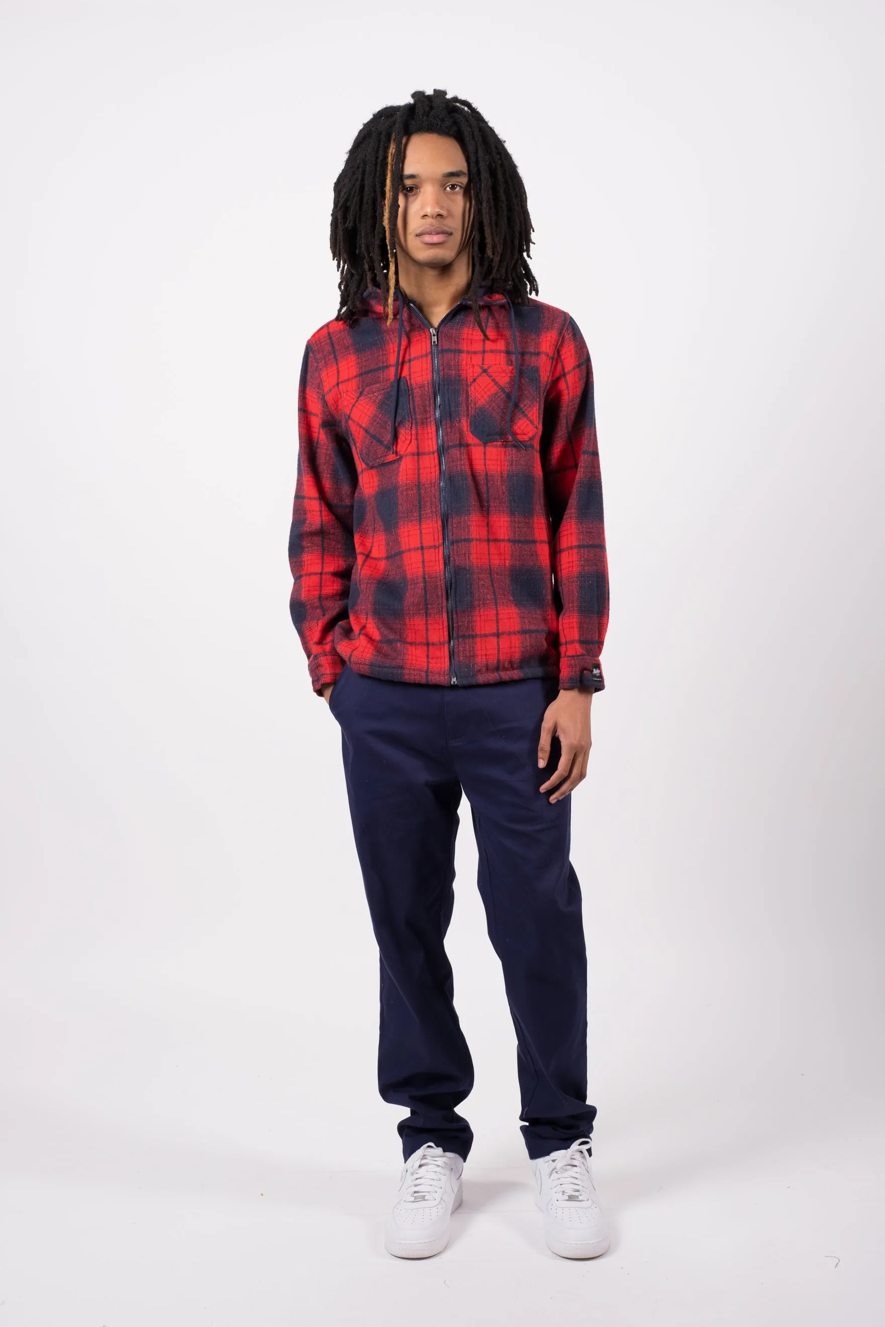Flannel Hooded Zip Shacket