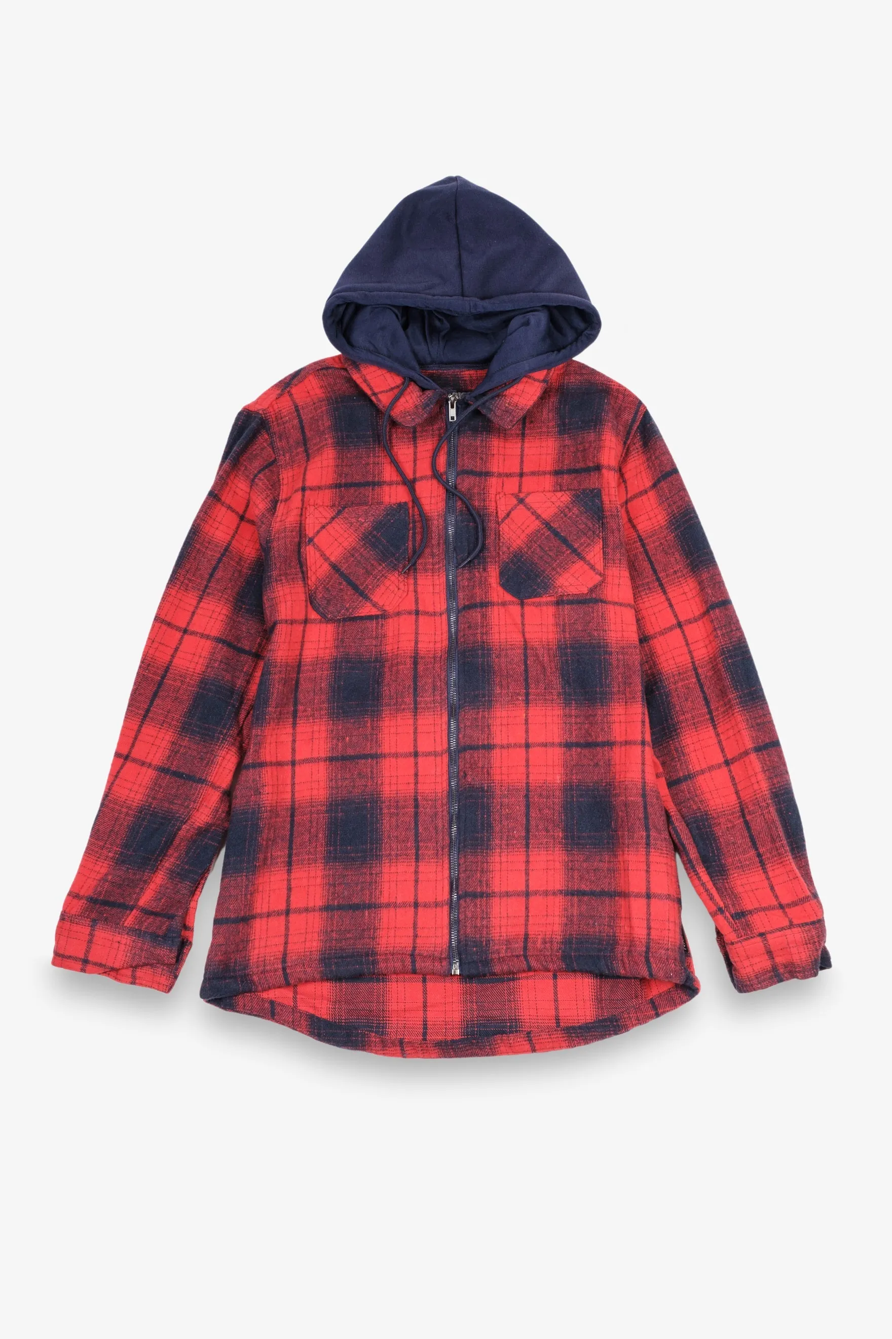 Flannel Hooded Zip Shacket
